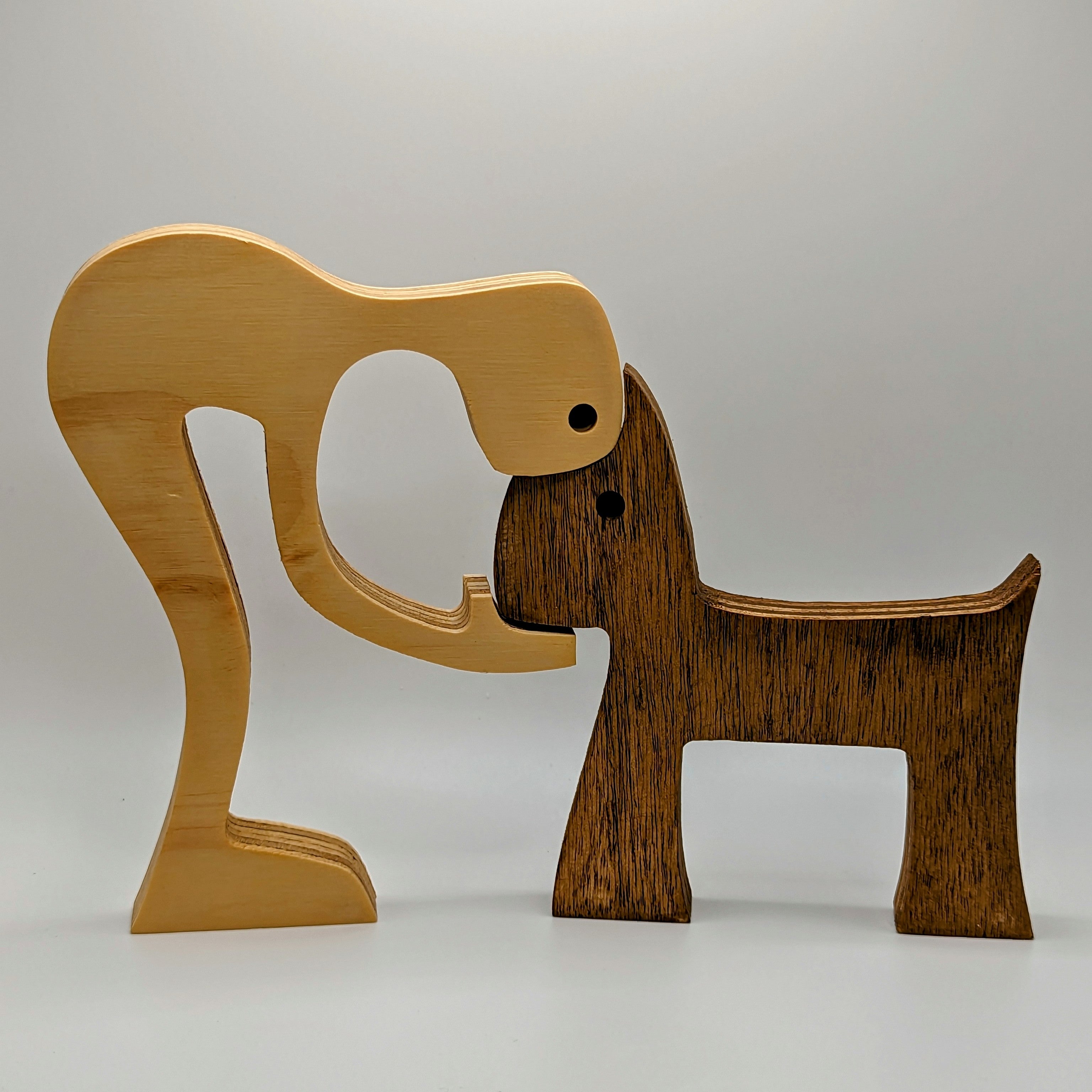 Owner Dog Wooden Sculpture