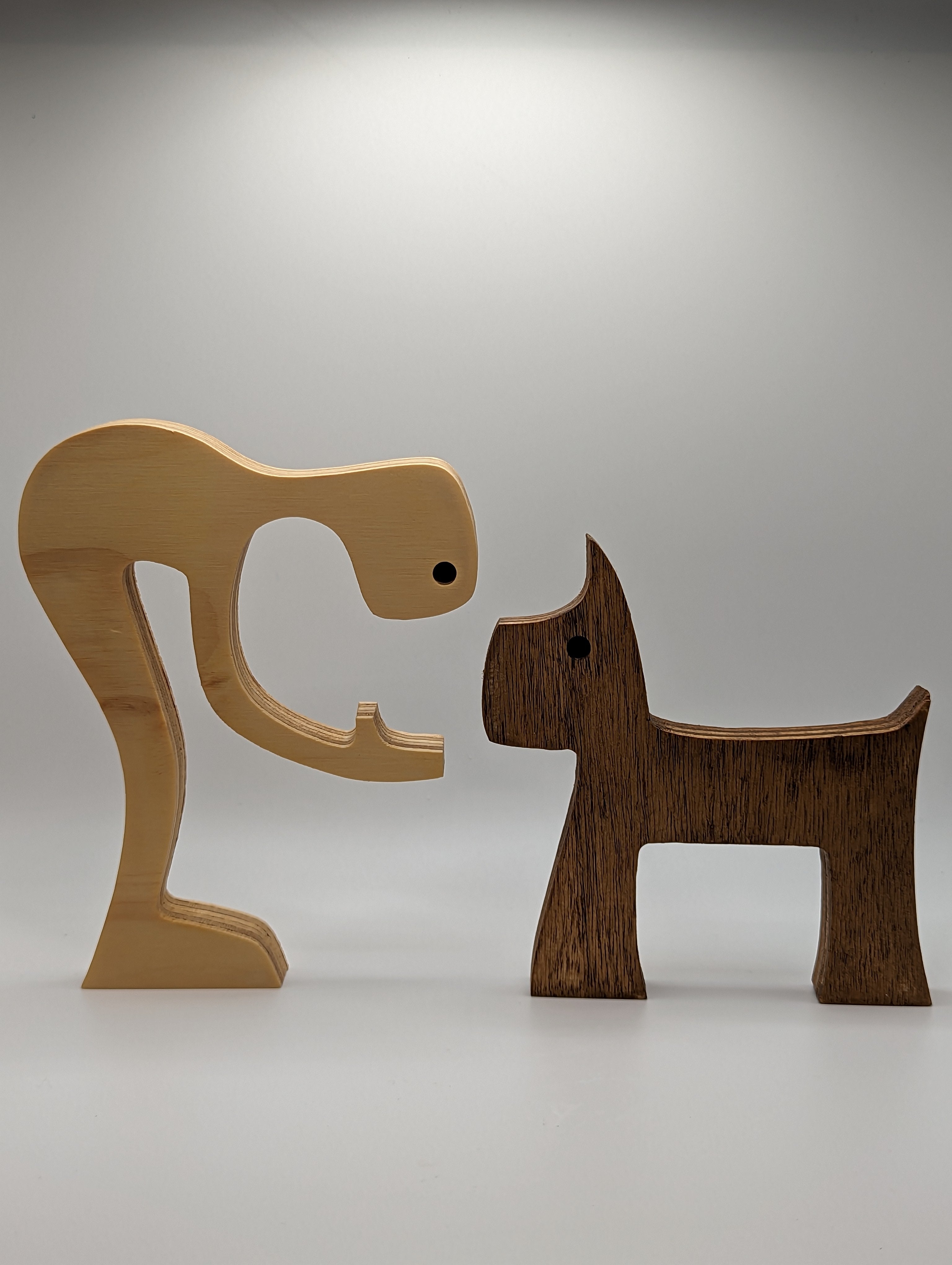 Owner Dog Wooden Sculpture